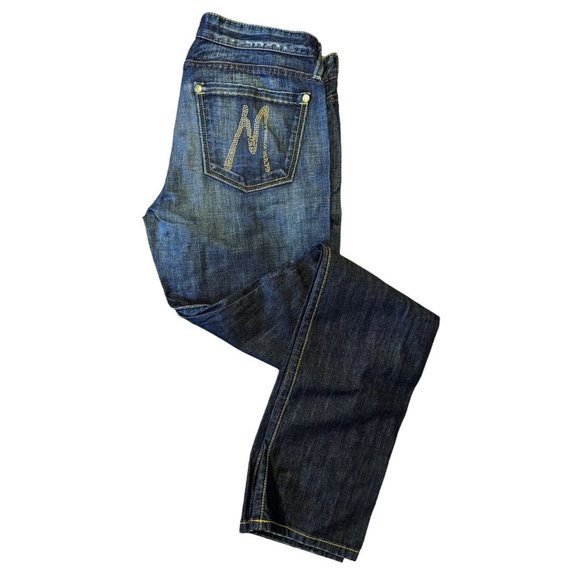 Marciano Women's Dark Blue Mish Mash Medium Wash Straight Leg Jeans Size 31 - Picture 3 of 3